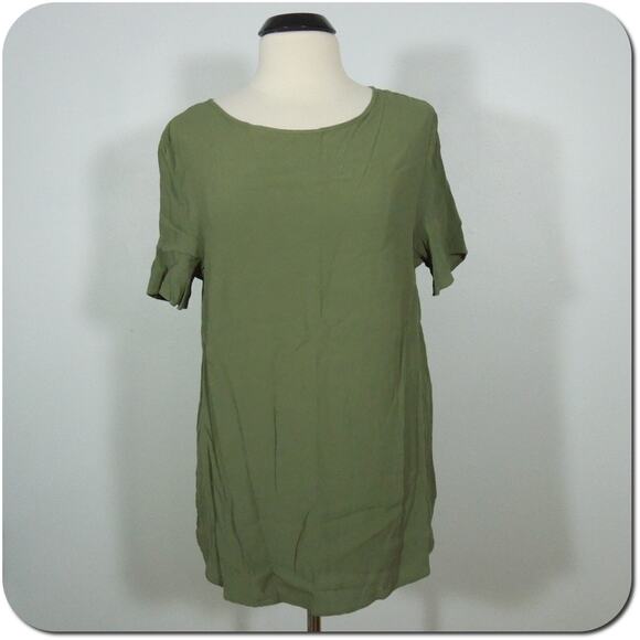 H&M (size 14) Women's Short Sleeve Olive Green Blouse - Picture 1 of 4